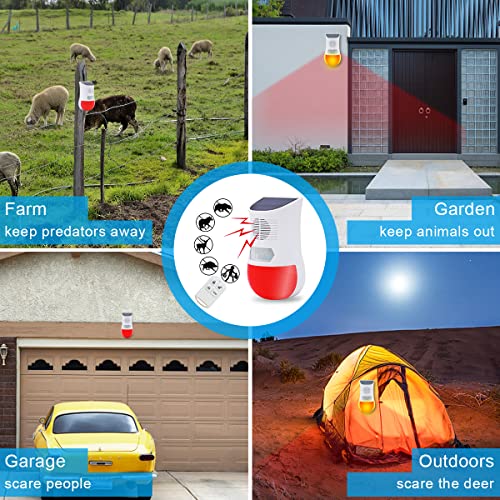 Solar Siren Light With Remote Control Strobe Red Light With Siren Motion Detector With Sound/Motion Alarm Outdoor With Ip65 Waterproof 129Db Solar Security Alarm For Yard Garden Farm Home #TOP3