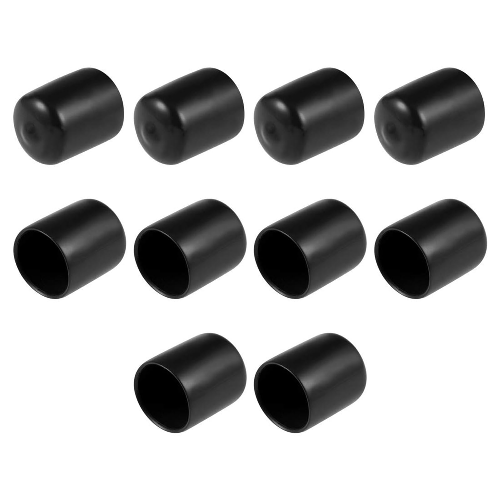 TOP-VIGOR 10Pcs Rubber End Caps Black, 20mm ID Round Flexible Screw End Caps Thread Protectors
