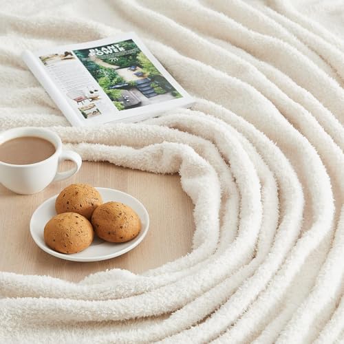 Image of CYMULA Kids Blanket for Boys Girls 30x40 inches, Soft Cozy Fuzzy Swaddle Throw Blanket for Crib Stroller, White