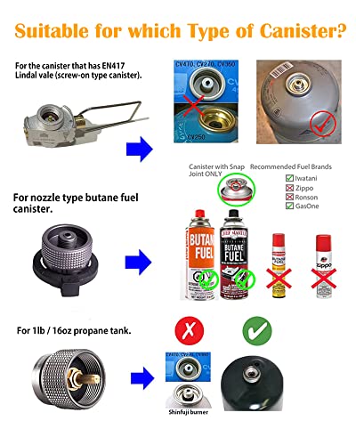 Coyavic Gas Refill Adapter, Butane Isobutane Propane Gas Fuel Refill, Two-Way En417 Lindal Valve Canister Shifter, Air Vent Function, Backpacking Camping Stove Adapter With Storage Bag #TOP4