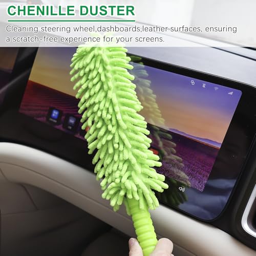 Image of 1 Pack Microfiber Feather Duster, Car Duster for Interior, Washable and Reusable, Cleaning Tool for Car, Home, Office