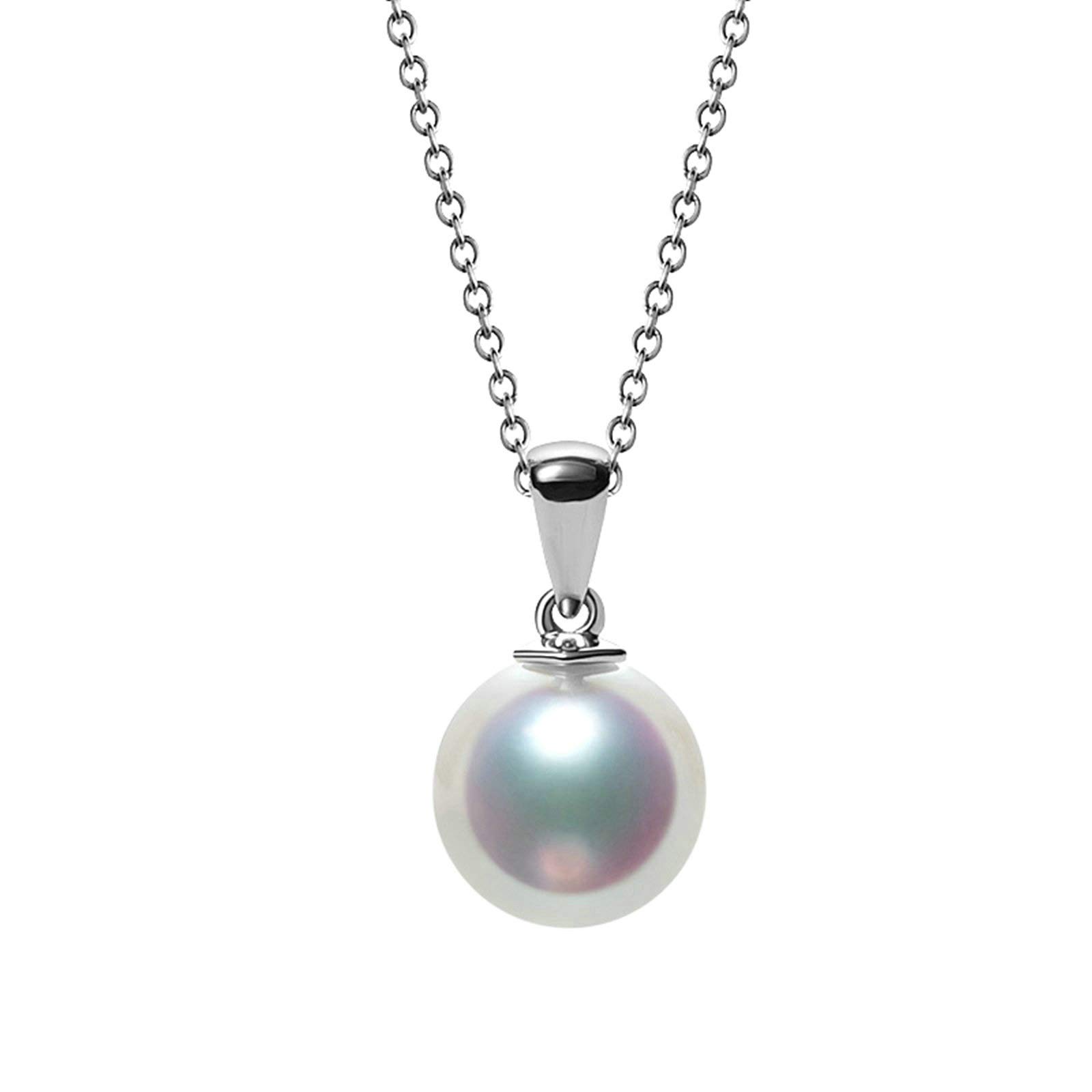 Epinki Collana Oro 18K, Perla Classico Ciondolo Pendente per Donna Sposa 45CM