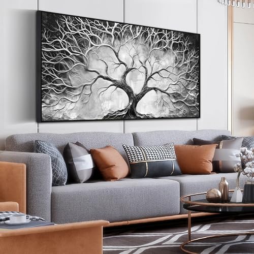 Tree Canvas Wall Art for Living Room - Black and