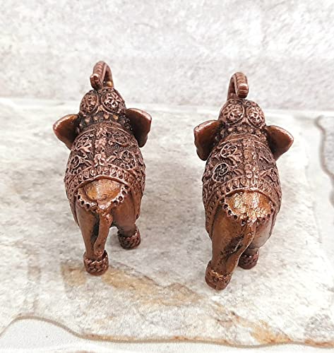 Image of Paired Elephant Murti Copper Idol - 1.3 in - Pack of 2