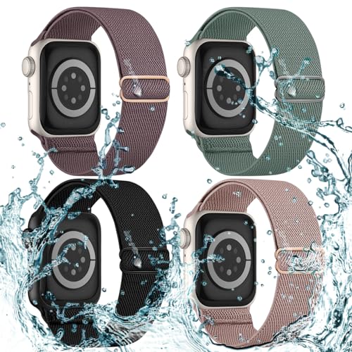 4 Pack Stretchy Solo Loop Compatible with Apple Watch Bands Women Men