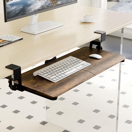 Image of Keyboard Tray Under Desk, Keyboard Holder&Drawer with C-Clamp 25.6 inchx11.8 inch