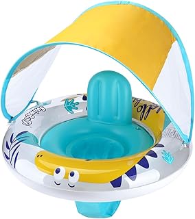 HUIOP Baby Pool Float-Cute Baby Pool Float Inflatable Baby Swim Float Baby Swimming Float Ring Toddler Pool Float for 6-36 Months Baby Boys Girls Swim Trainer Float with Mini Air Pump