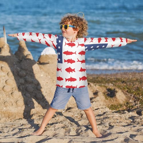 Aflyko Festive Boys' Rash Guard Shirts Xmas UPF 50+ Sun Protection Swim Shirt 3-12T4