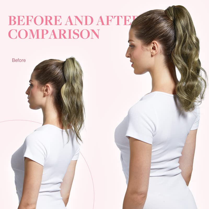 Miniatura 4 de GOO GOO Extensión de cola de caballo, cabello largo y lacio con clip, hecho a mano, cabello humano real para mujeres, extensiones de cabello de cola