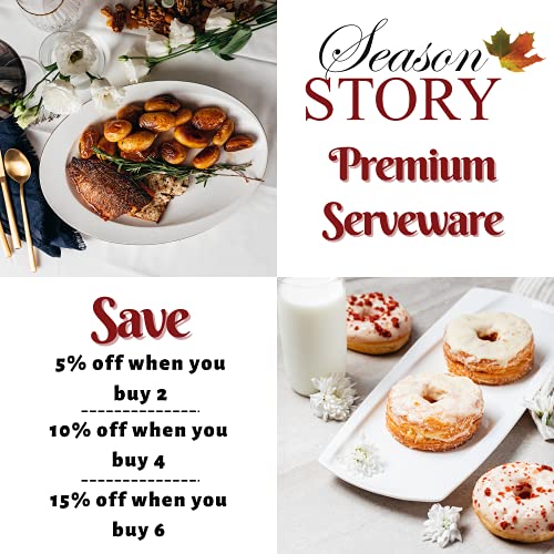 Season Story Daring Large White Rectangular Serving Platters (Set Of 2) - Premium Porcelain Platter (14 Inch) Restaurant Serveware Plates For Sushi Dishes, Party Dish, Dessert Tray, Rectangle – Wow #TOP5