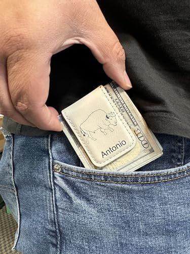 LaserGram Slim Magnetic Money Clip, Lion Head, Personalized Engraving Included (White)3