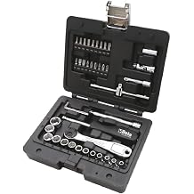Beta - 903E/C42 Socket Wrench Box, Set of 13 Hexagonal Socket Wrenches, 18 bits for Screwdrivers, 4 Hexagonal Male Wrenches and 7 Accessories in Plastic Box