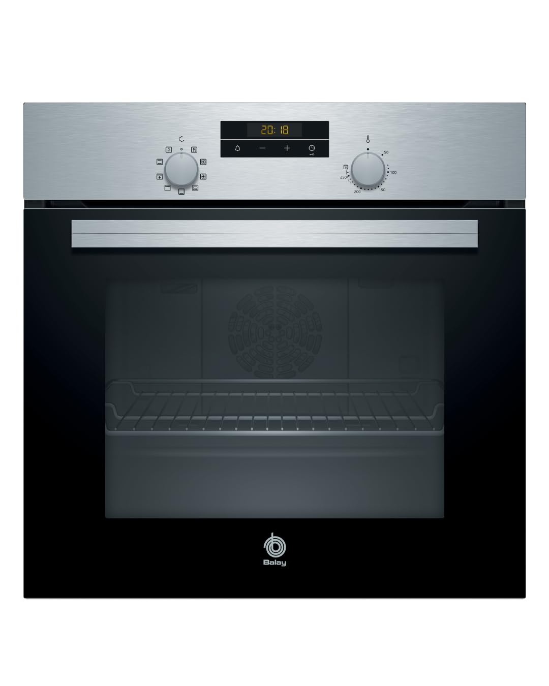 Balay Horno Multifunción, 60 cm de ancho, Control Comfort, Precalentamiento Rápido, 7 funciones, Negro/​Acero inoxidable, 3HB2030X0