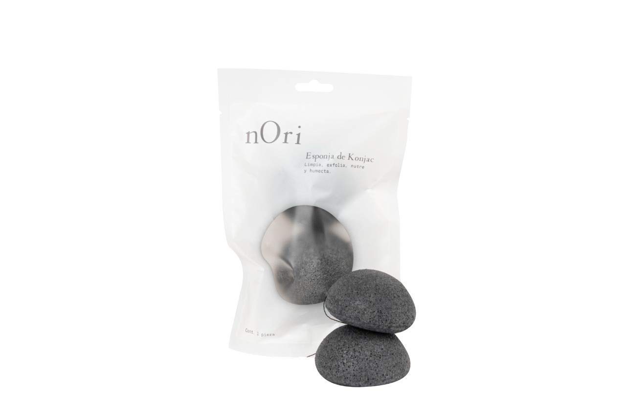 NORI KONJAC Sponge 2 Pack Facial Sponge/Bamboo Charcoal/for All Types of Skin, Cleasnses and exfolietes The Skin/Daily use/Skincare rutine