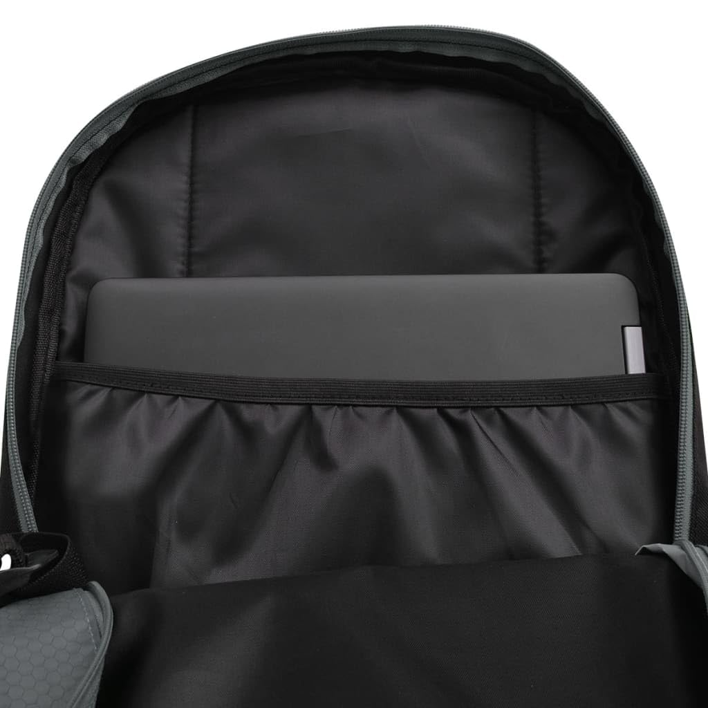 Zaino scuola 40L nero e grigio in poliestere 600D rivestito con 3 scomparti, zaino per laptop con spallacci imbottiti, impermeabile per scuola, viaggi, escursioni, pendolari, 33 x 17 x 50 cm
