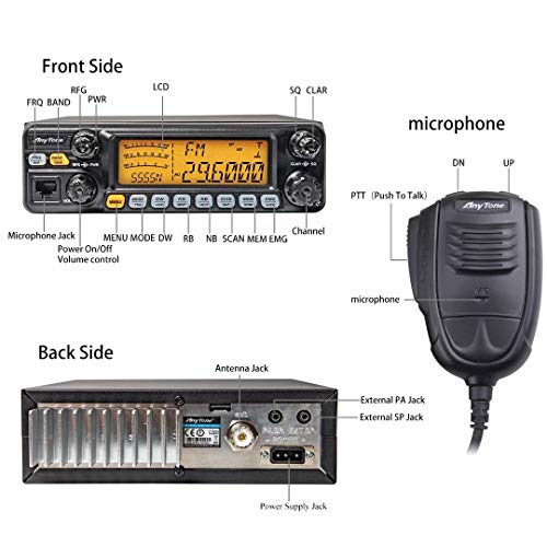 image for AnyTone AT-5555N 10 Meter Radio for Truck, with SSB/FM/AM/PA Mode,High