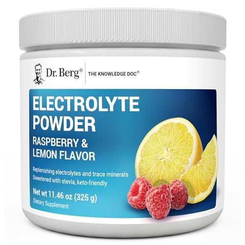 Dr. Berg Zero Sugar Hydration Keto Electrolyte Powder - Enhanced w/ 1000 mg of Potassium & Real Pink Himalayan Salt (NOT Table Salt) - Raspberry & Lemon Flavor Hydration Drink Supplement - 50 Servings