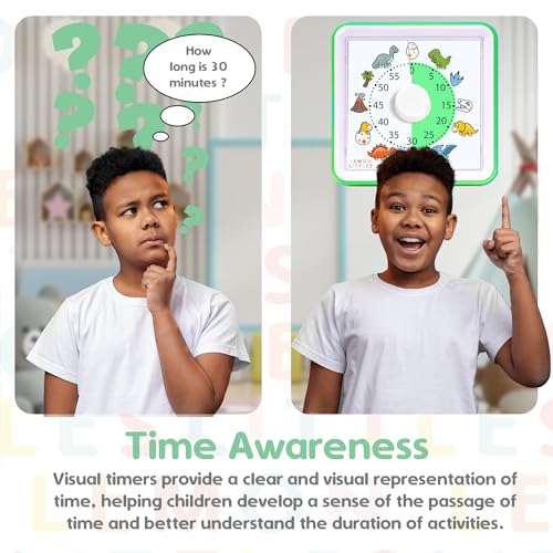 Visual Timer for Kids, Toddler, Autism, ADHD & Preschool Classroom - Animal Silent Countdown Timers - 60 Minute Productivity & Time Management Clock (Dinosaur) - Image 5