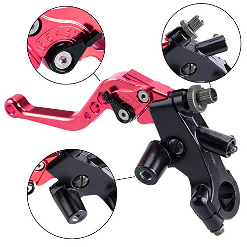 MRELC Universal Motorcycle 7/8" 22mm Handlebar Brake Master Cylinder Clutch Lever CNC Left & Right Set Compatible with Harley Honda Kawasaki Suzuki Yamaha（ Piston Diameter 12.7mm (Red) - Thumbnail 3