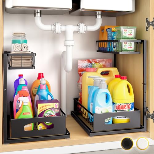 Fabutier Under Sink Organizer, 2 Pack Cabinet Organizer for...