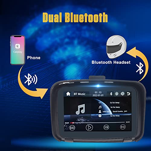 ABUWU Sistema de navegação GPS para motocicleta, tela sensível ao toque de 12 cm com CarPlay sem fio
