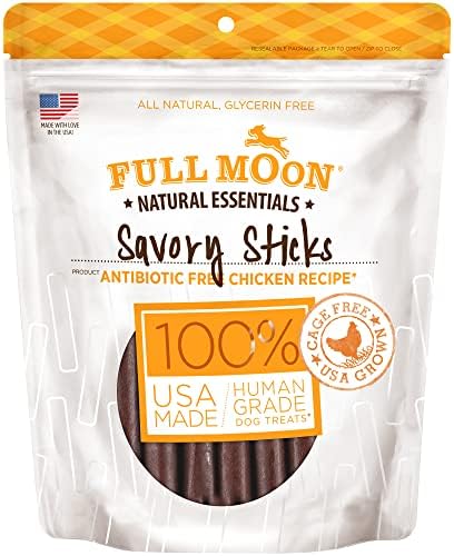 Full Moon All Natural Human Grade Dog Treats, Essential Chicken Savory Sticks, 24 Ounce