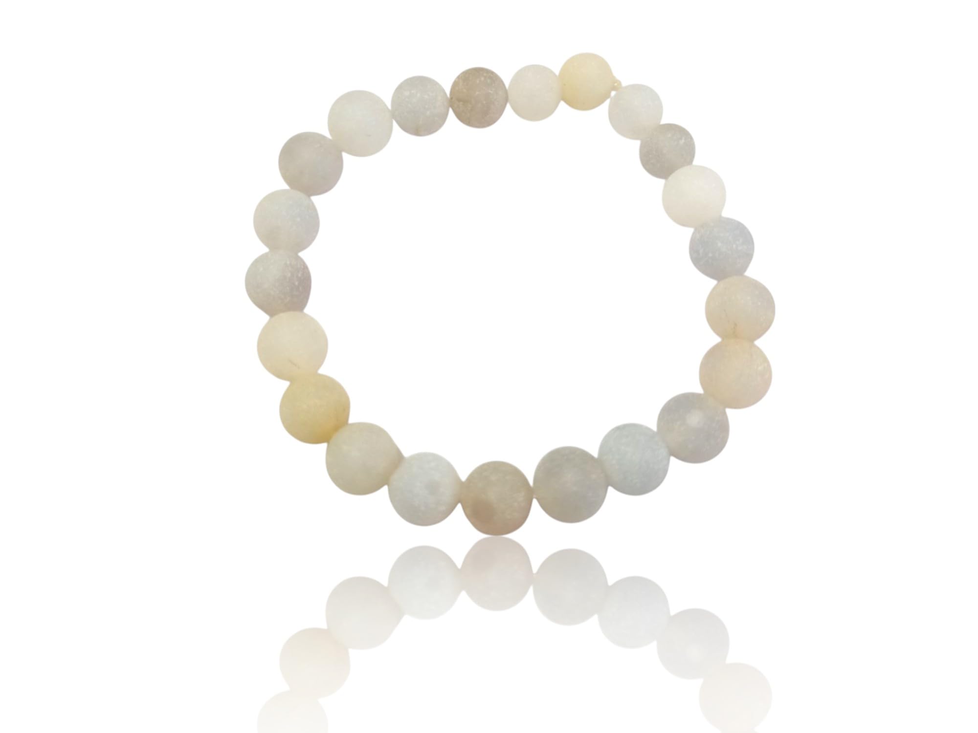 Bracelet extensible en calcédoine bleue pierre originale mate et réglable - 4