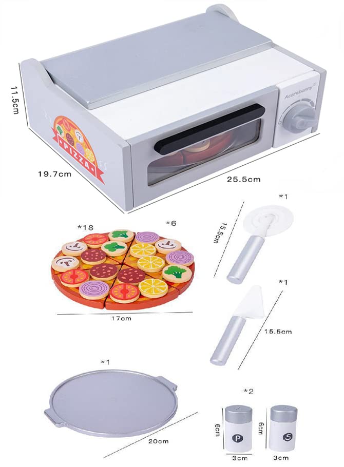 Pizza Toy - Toddler Pizza Shop Toys For Kids, Wooden Pizza Play Food Set With Oven Toppings And Accessories, Kids Pretend Play Toys Pizza Set For Fun & Education Birthday Holiday Gift For Girls & Boys