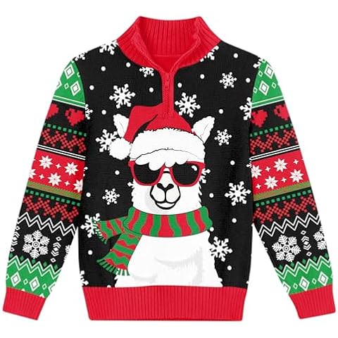 ALISISTER Kids 3D Christmas Alpaca Sweater Cover