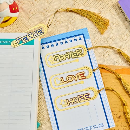 Gemmapylor 4Psc Metal Bookmarks with Tassel, Cute Book Marks for Reading Kids, Book Clips, Christian Gifts, Funny Gifts for Book Lovers Women
