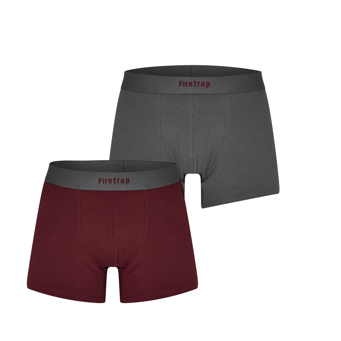 Firetrap Men's Grey/Wine 2 Pack Trunks Small