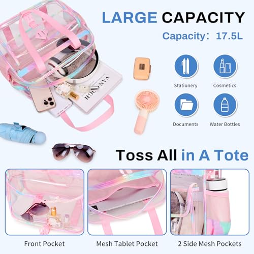Image of MOONBABY Clear Bag for Stadium Events, Clear Transparent Tote Bag with Detachable Strap for Sports, Concert, Work,Travel