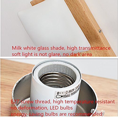 Lámpara de pared de madera cristal E27 aplique iluminación dormitorio 3