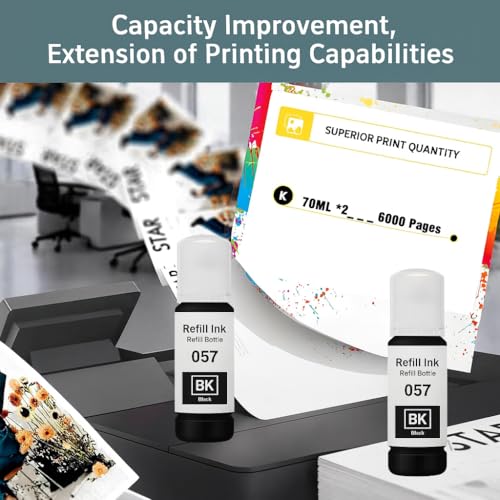 Image of KOSH 057 Black Refill Ink Suitable for L8050, L18050, L8150W Printers (70ml X 2Bottle)