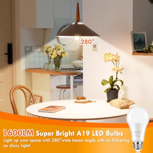 12-pack a19 led light bulb 100 watt equivalent 14w 1600lm non-dimmable bright light bulbs 2700k warm white standard e26 base led bulbs for kitchen bathroom home lighting lamp 90 high cri