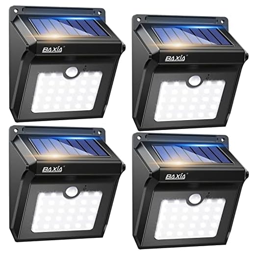 BAXIA TECHNOLOGY BX-SL-101 Solar Lights Outdoor 28 LED Wireless Waterproof Security Solar Motion Sensor Lights, (400LM,4 Packs)