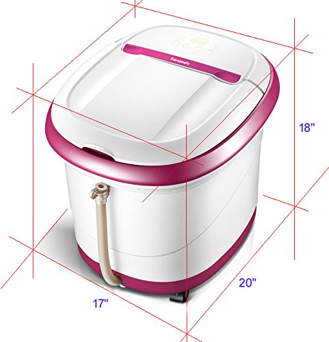 Diagram showing dimensions of the Carepeutic Foot Spa: 20 inches length, 17 inches width, 18 inches height