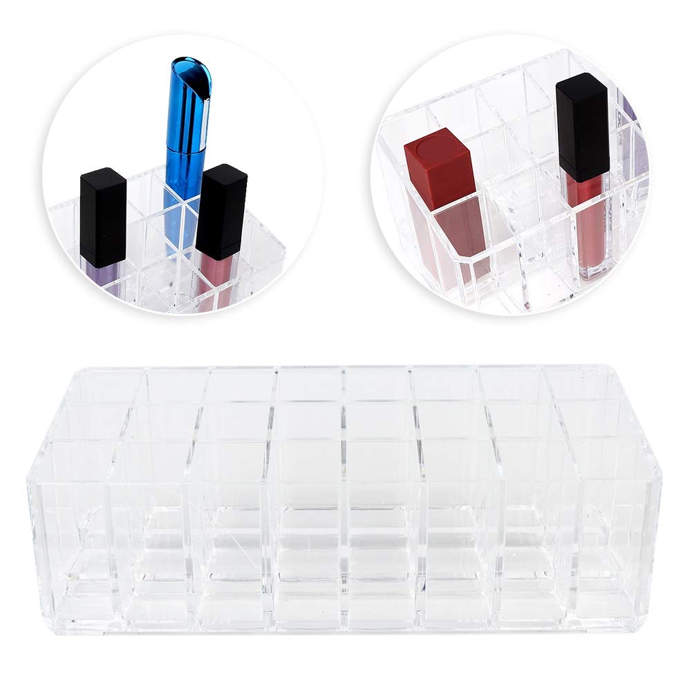 yuyte Clear 24 Grids Deepened Thickened Lipstick Storage Case, Lip Gloss Glaze Holder Organizer