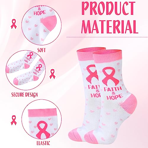 Hercicy Breast Cancer Awareness Socks Bulk Soft Pink Ribbon Breast Cancer Gifts for Women Sport Football Cheer Accessories3