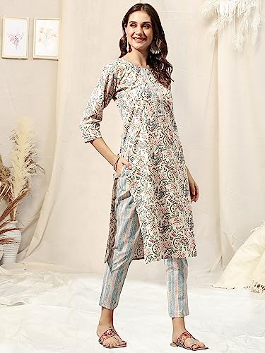 Image of MIRCHI FASHION Women's Straight Fit Fancy Rayon Jaipuri Foil Printed Kurta Set with Plazzo Pant