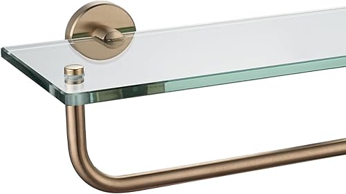 Miniatura 38 de JQK Estante de baño de vidrio dorado, almacenamiento de ducha de vidrio templado 14 por 5 pulgadas, acero inoxidable 304 dorado cepillado para