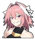 Astolfo Smirk Bust Peeker Vinyl Sticker, UV Resistant, Weatherproof, Glossy, High Visibility