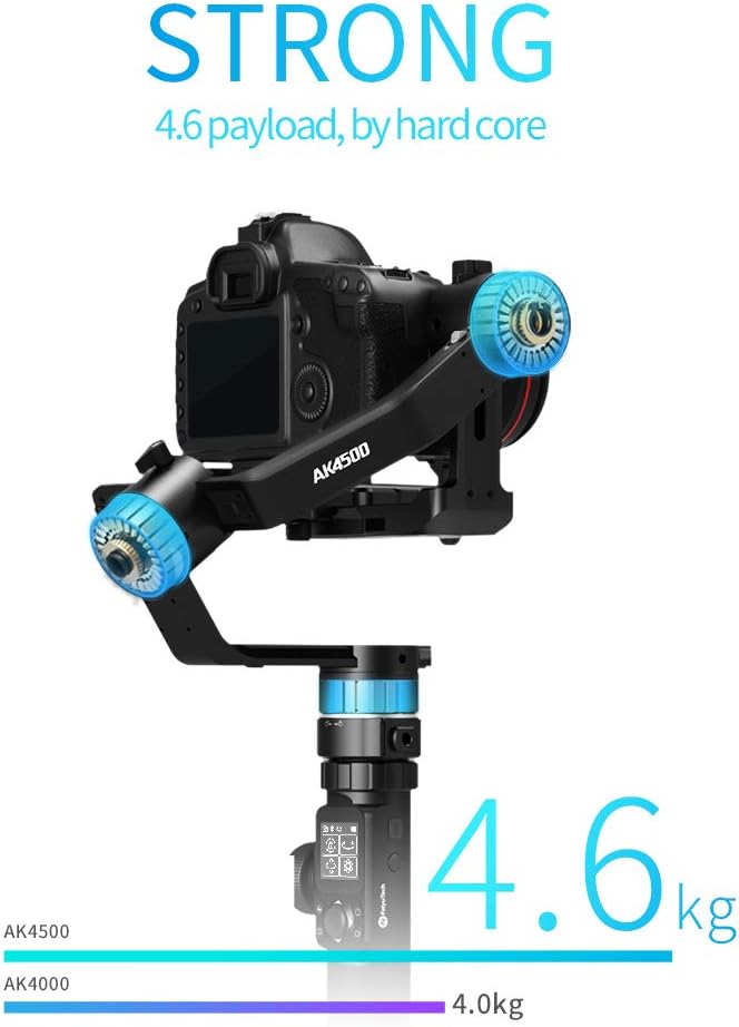 New Product FeiyuTech AK4500 3-Axis Gimbal Stabilizer for Mirrorless & DSLR Camera Sony A7M3 A7R3,Canon 1DX 6D 5D IV,Panasonic GH5 GH5S,Nikon D850,Versatile Structure,4.6kg Payload w/Follow Focus,Rmote Control