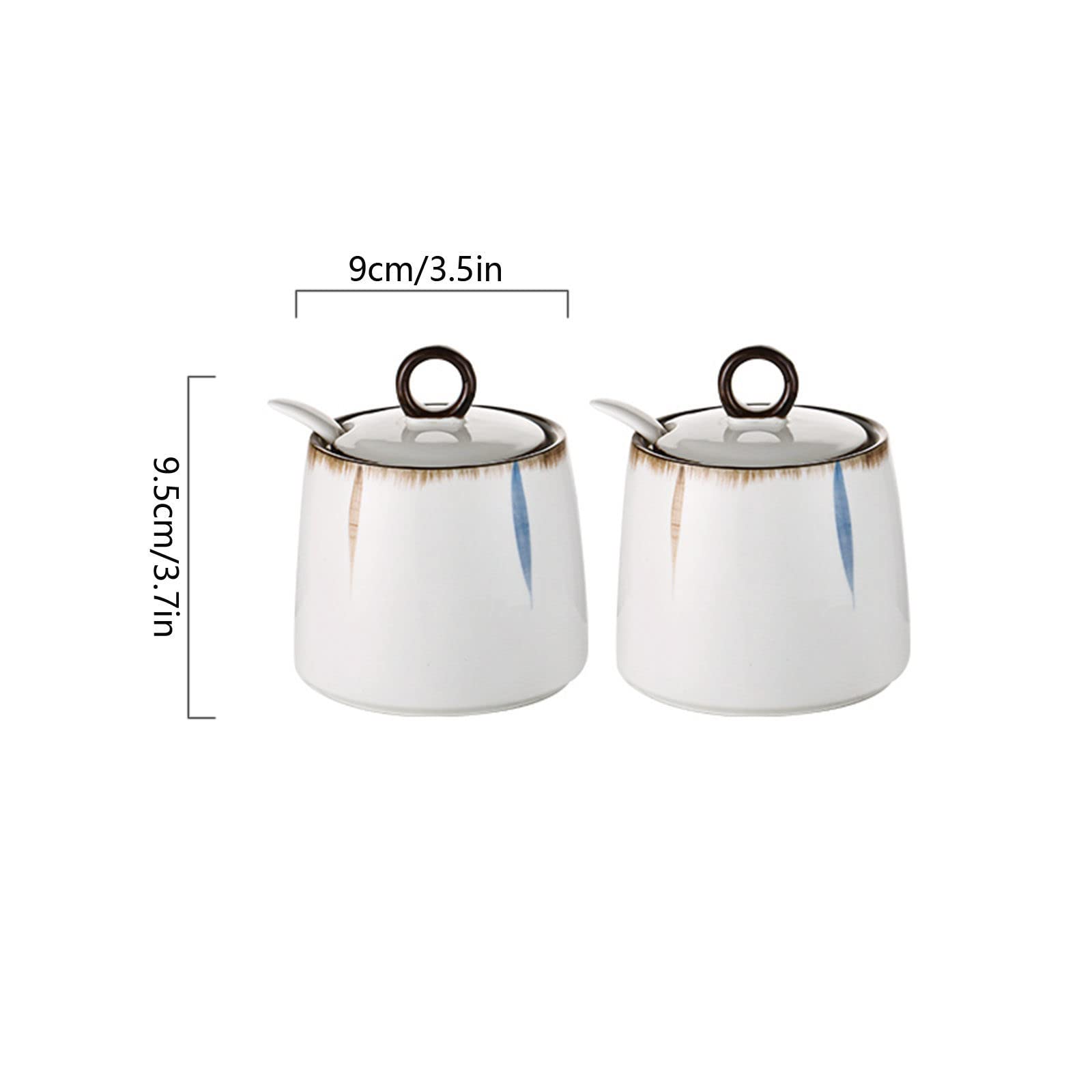 Boîtes Alimentaires, sucrier, Pots à épices, sucrier avec Couvercle et cuillère, boîtes à Sucre à café en céramique, Pot à Sucre, Pot à épices, Pot à sel, boîte d'assaisonnement - 2 Lots