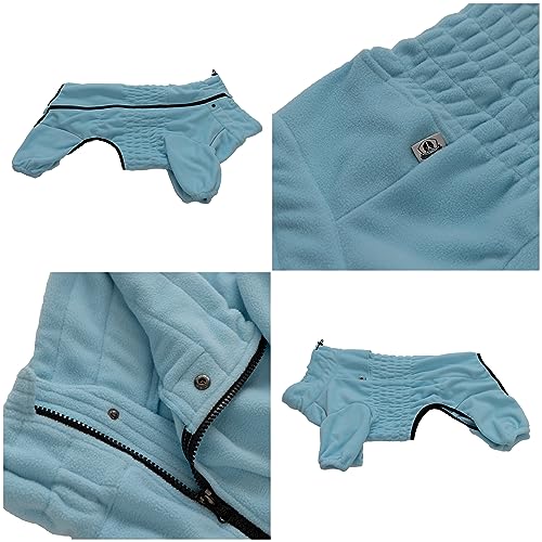 Warm Windproof Coat for Small Medium Large Dogs 4 Legged Fleece Winter Jacket With Zippered Closure, Outdoor Turquoise L - Image 4