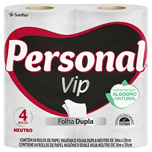 Personal Papel Higiênico Vip Folha Dupla 4 Unidades Branco (Embalagem Pode Variar)