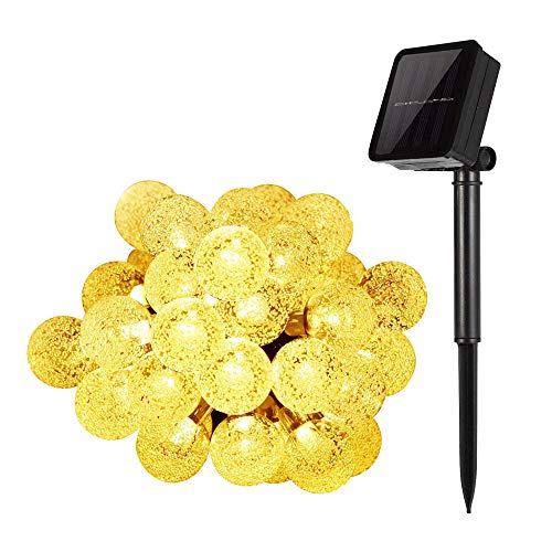 Hann Solar String Lights, 20Ft 30 Leds Crystal Ball 8 Working Modes Waterproof Outdoor String Lights Solar Powered Globe Fairy String Lights For Garden, Yard, Home, Landscape,Christmas Party #TOP4