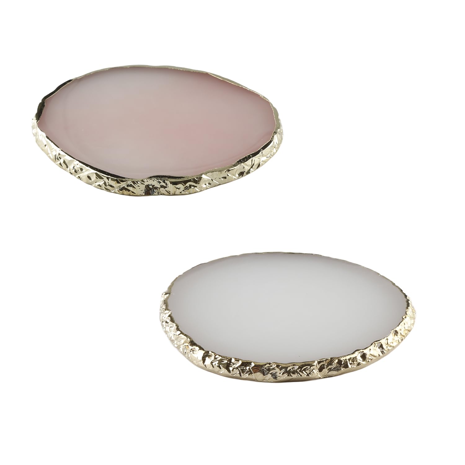 Wellrun 2PCS Round Resin Nail Art Palette,Makeup Mixing Tray, Elegant Design Cosmetic Tool for Foundation,Lipstick and Eyeshadow