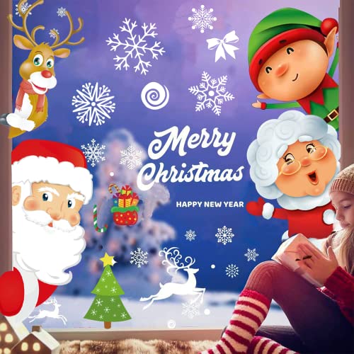DANGZW Autocollant Noël pour Fenêtre, 102 Decoration Noel Fenetre DIY Flocon de Neige Decoration Electrostatique PVC pour Fenetre, Porte, Verre PVC Autocollants Flocons de Neige Fenêtre Stickers Cover