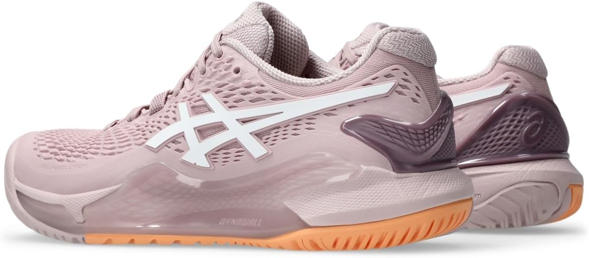 ASICS Women's Gel-Resolution 9 Tennis Shoes, 5, Watershed Rose/White